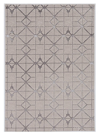 3' X 5' Ivory And Brown Geometric Area Rug