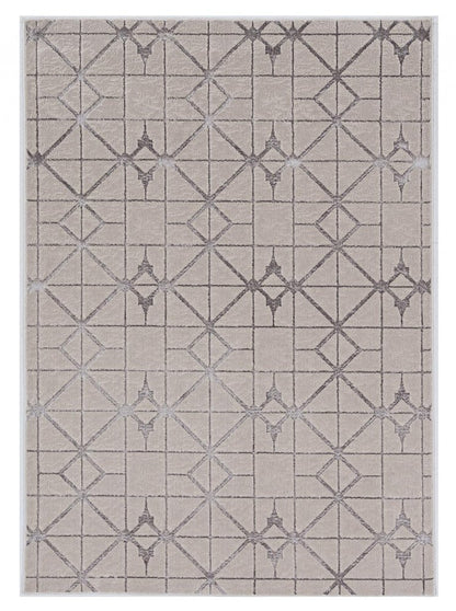 3' X 5' Ivory And Brown Geometric Area Rug