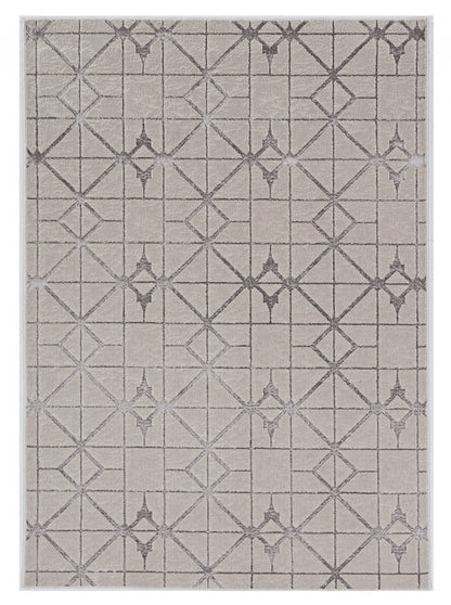8' X 11' Ivory And Brown Geometric Area Rug
