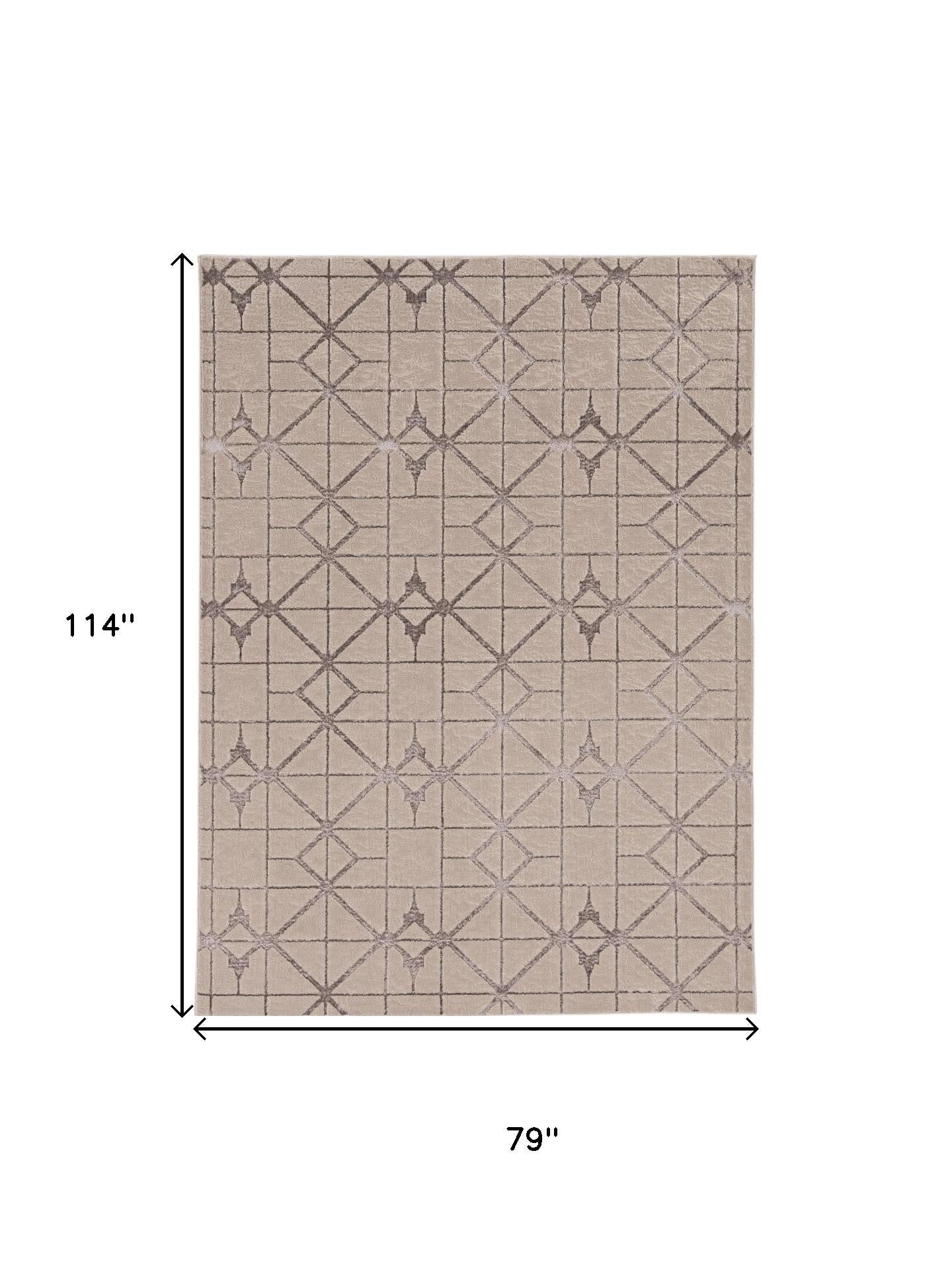 8' X 11' Ivory And Brown Geometric Area Rug