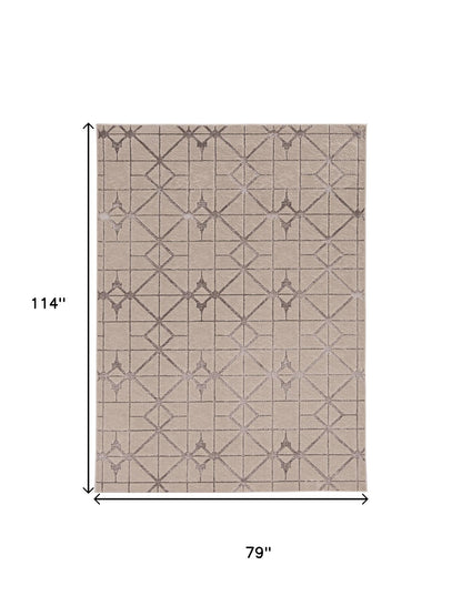 8' X 11' Ivory And Brown Geometric Area Rug