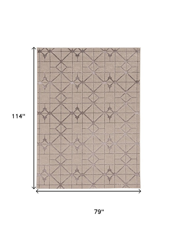 8' X 11' Ivory And Brown Geometric Area Rug