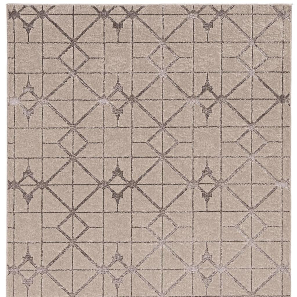 8' X 11' Ivory And Brown Geometric Area Rug