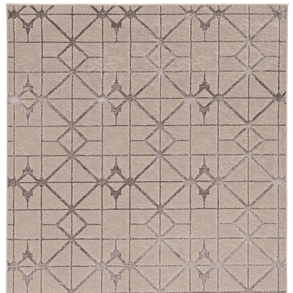 8' X 11' Ivory And Brown Geometric Area Rug