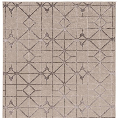 8' X 11' Ivory And Brown Geometric Area Rug