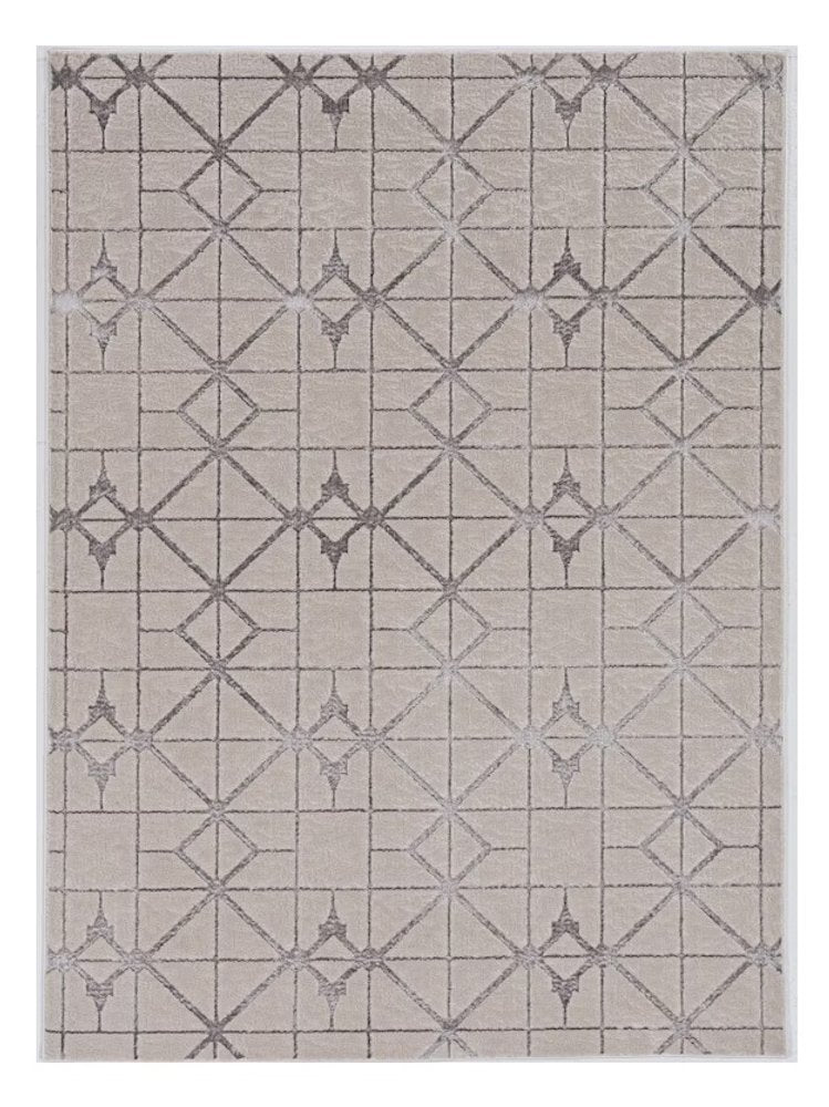 8' X 11' Ivory And Brown Geometric Area Rug