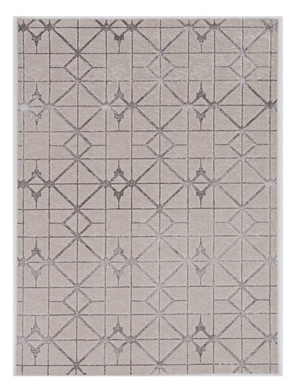 8' X 11' Ivory And Brown Geometric Area Rug