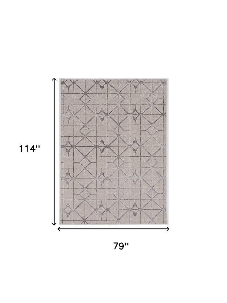 8' X 11' Ivory And Brown Geometric Area Rug