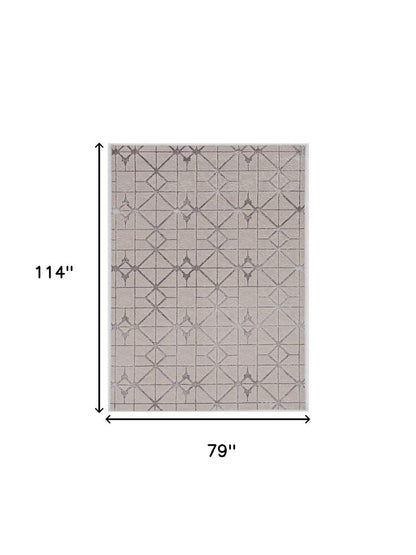 8' X 11' Ivory And Brown Geometric Area Rug