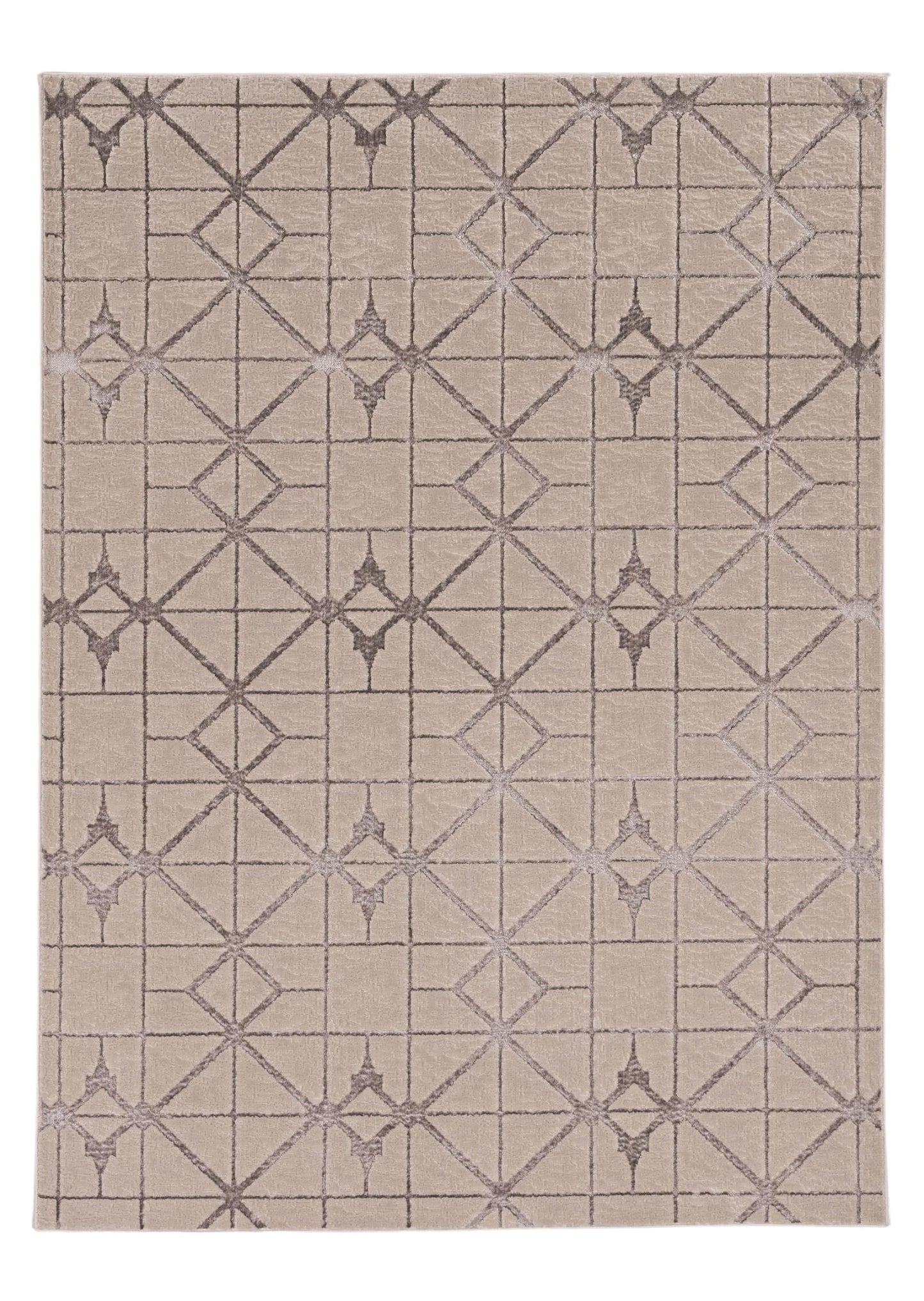 8' X 11' Ivory And Brown Geometric Area Rug