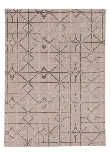 8' X 11' Ivory And Brown Geometric Area Rug