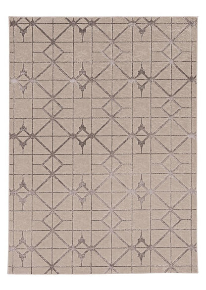 3' X 5' Ivory And Brown Geometric Area Rug