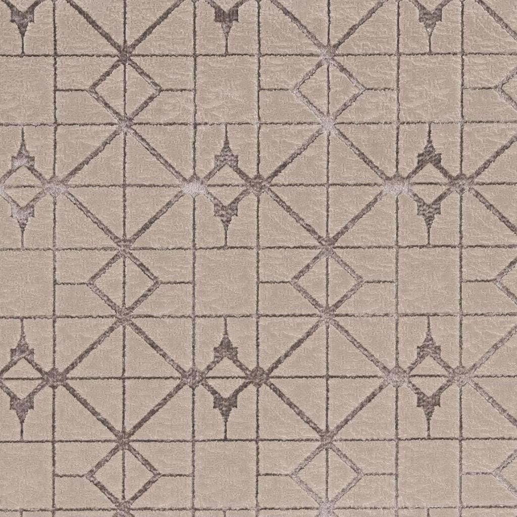 8' X 11' Ivory And Brown Geometric Area Rug