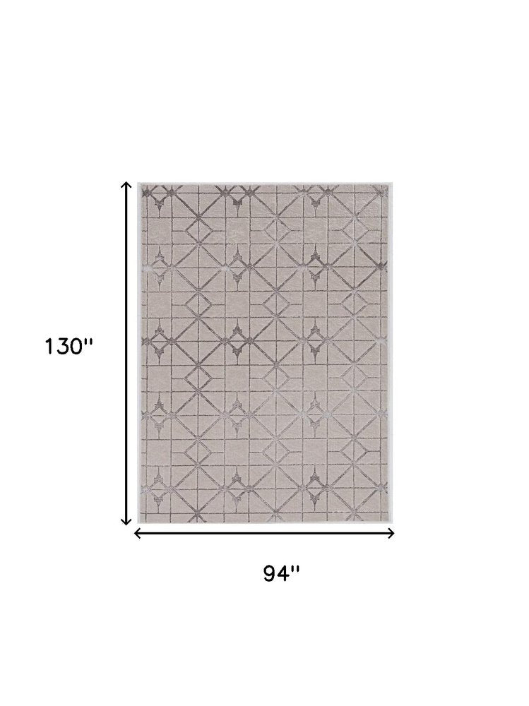 8' X 11' Ivory And Brown Geometric Area Rug