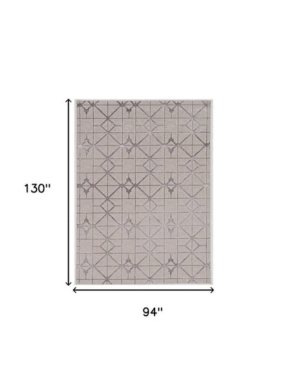 8' X 11' Ivory And Brown Geometric Area Rug