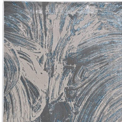 5' X 8' Silver And Blue Abstract Area Rug