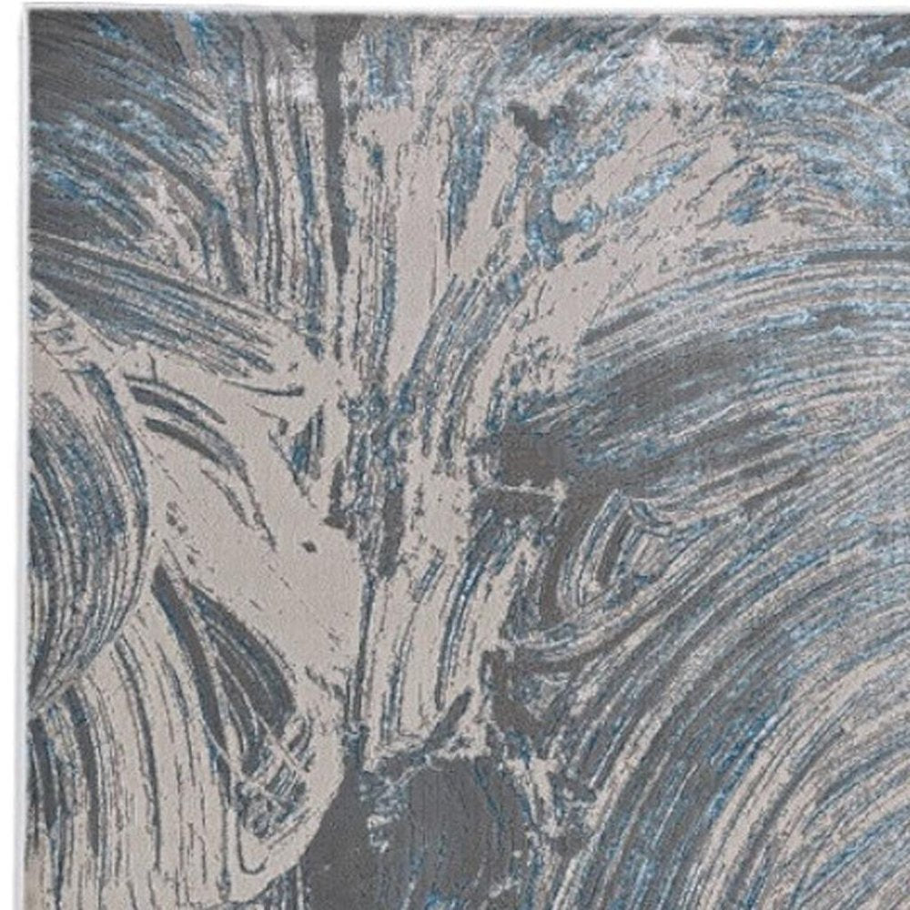 5' X 8' Silver And Blue Abstract Area Rug