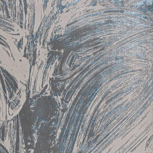 5' X 8' Silver And Blue Abstract Area Rug