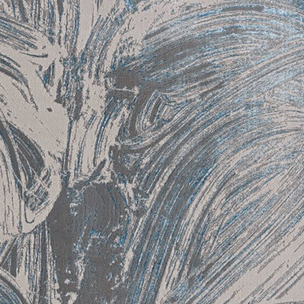 3' X 5' Blue And Silver Abstract Area Rug