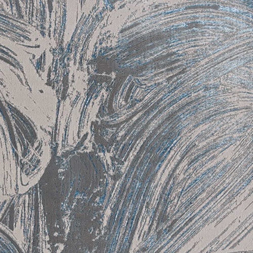 3' X 5' Blue And Silver Abstract Area Rug