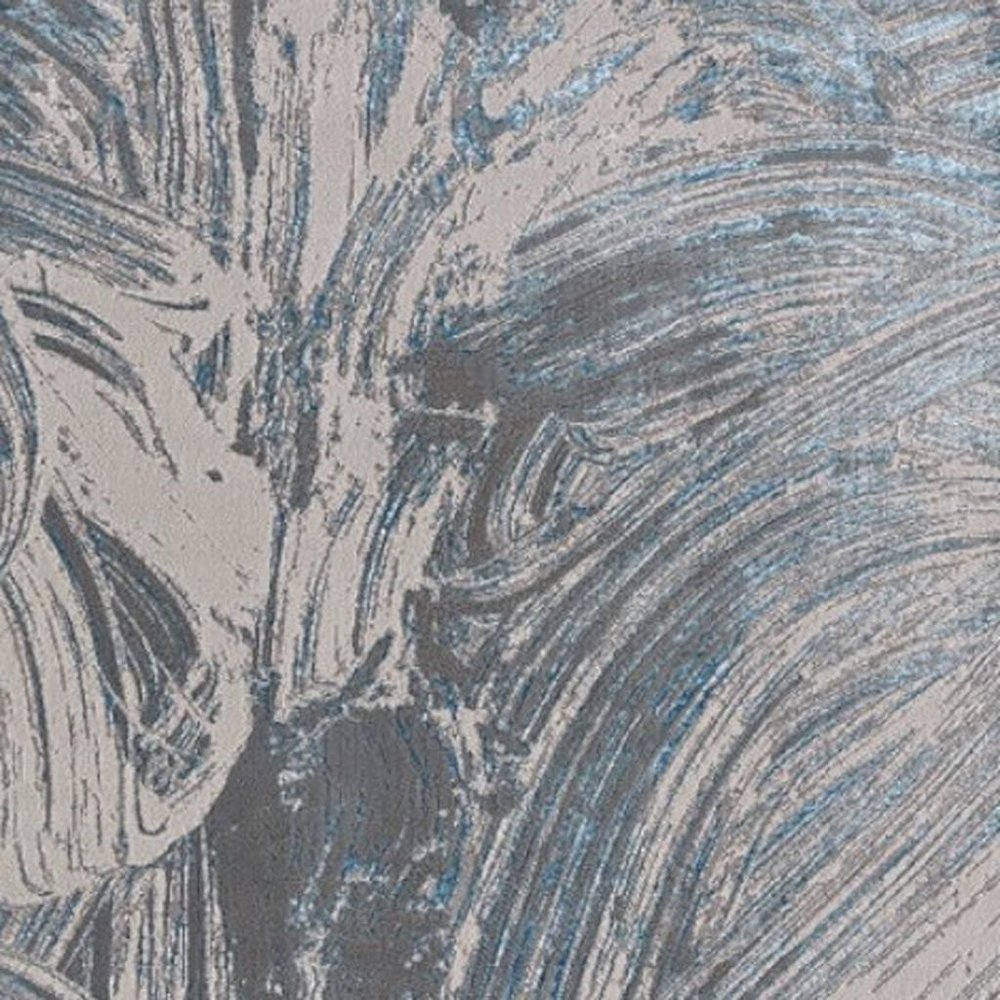 3' X 5' Blue And Silver Abstract Area Rug