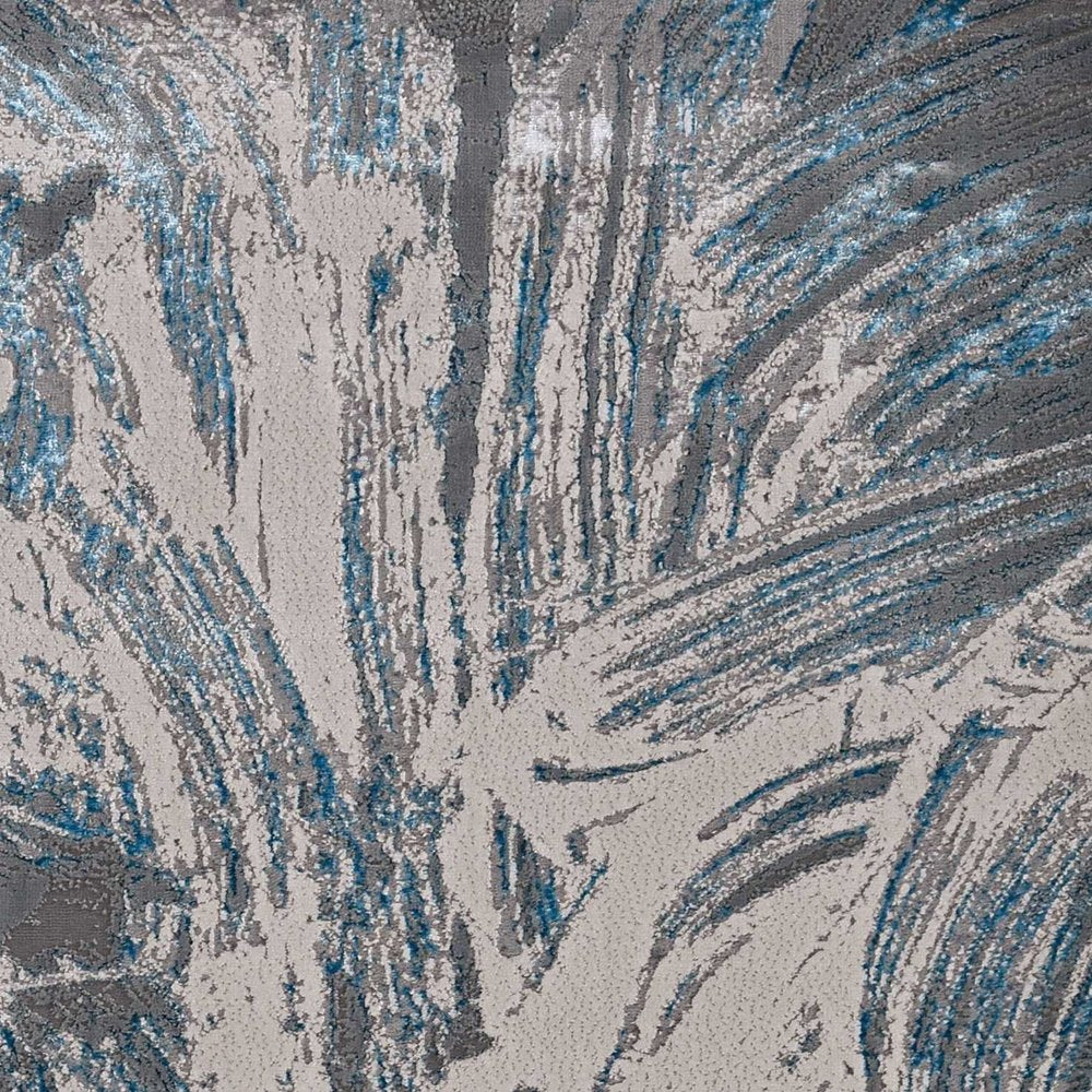 5' X 8' Silver And Blue Abstract Area Rug