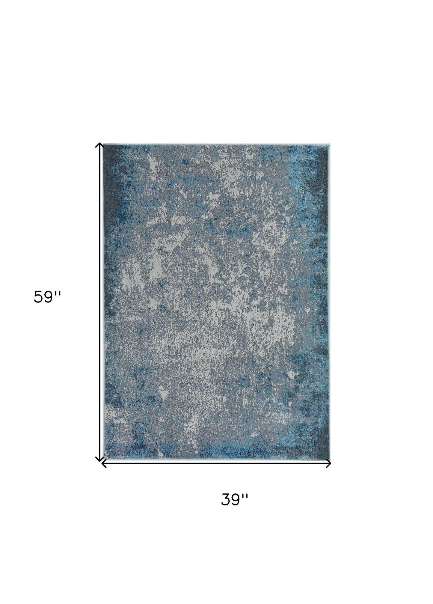 3' X 5' Blue and Silver Abstract Area Rug