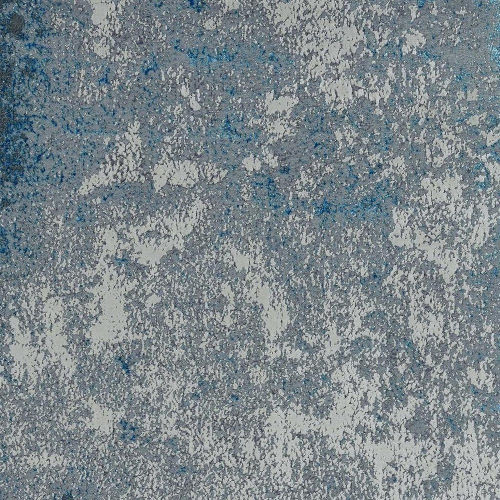 10' X 13' Silver Blue Machine Woven Abstract Smudge Indoor Area Rug