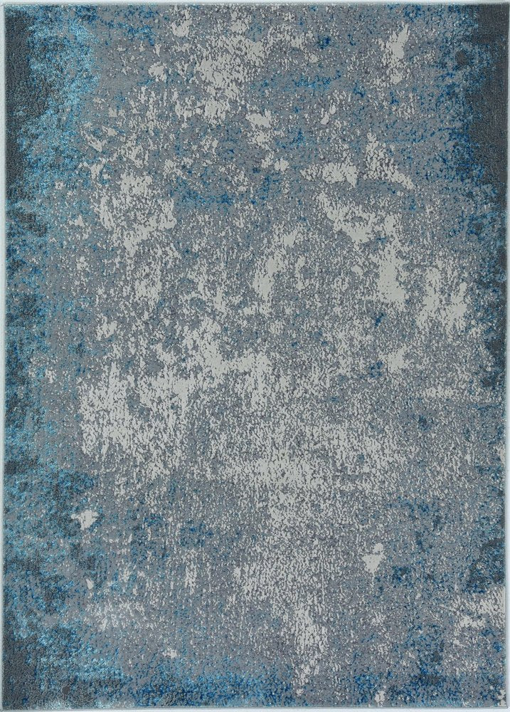 3' X 5' Blue and Silver Abstract Area Rug