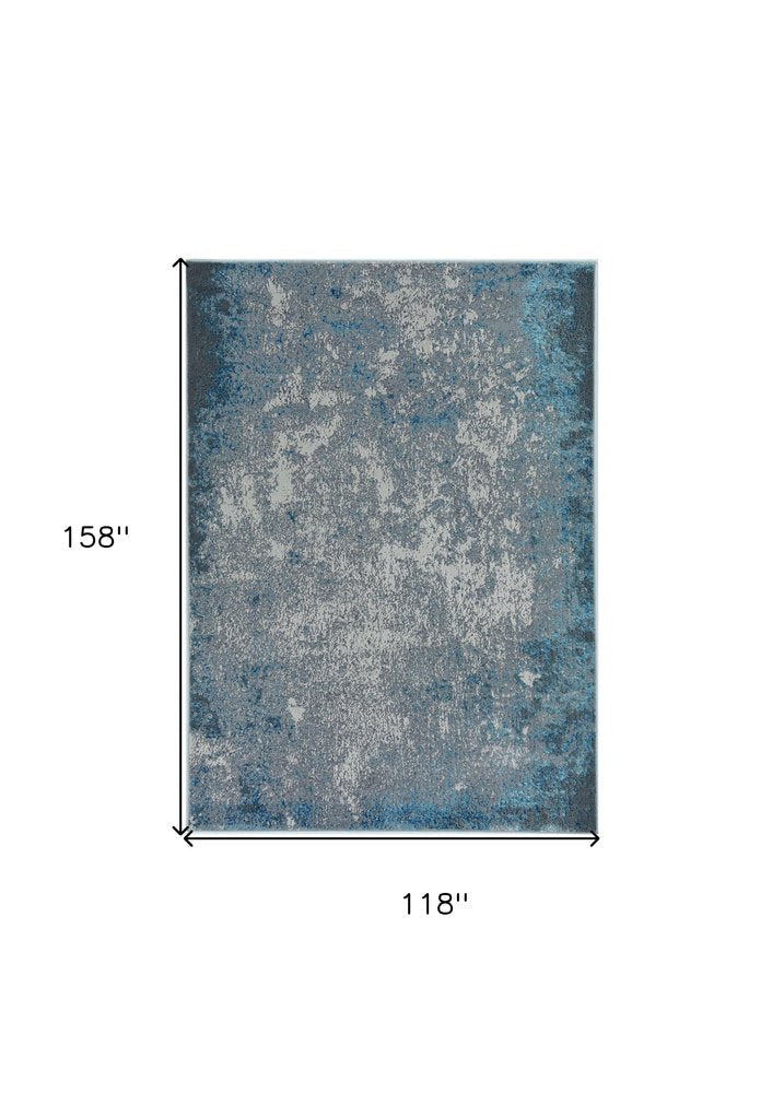 3' X 5' Blue and Silver Abstract Area Rug