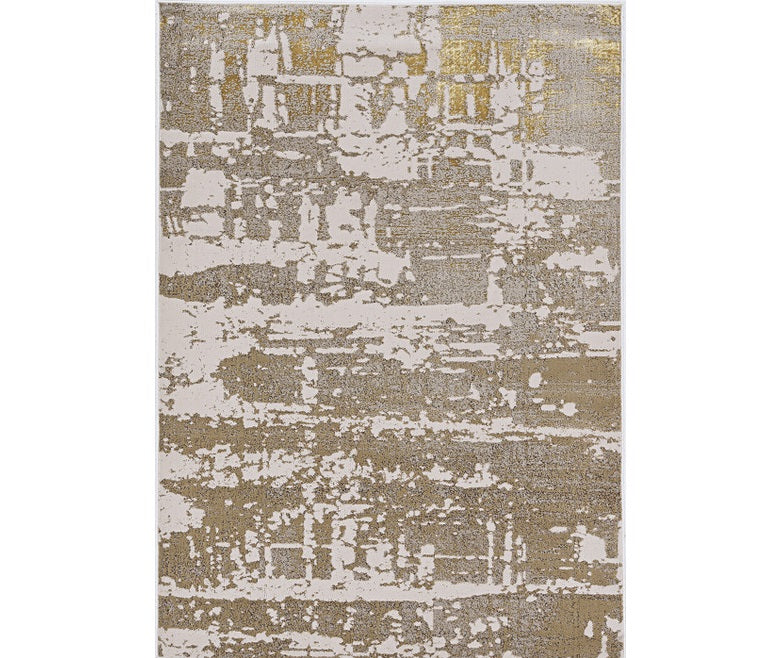 3' X 5' Ivory Or Gold Abstract Area Rug