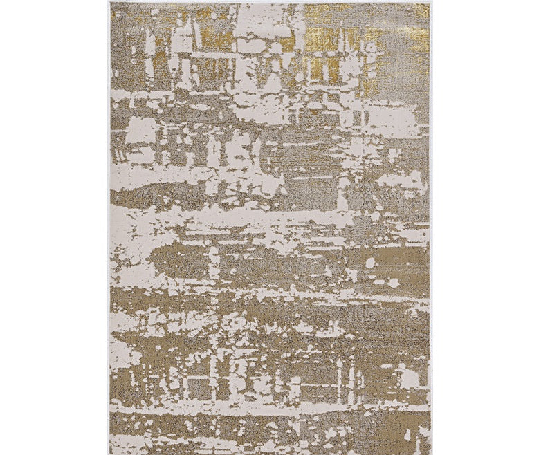 10' X 13' Ivory Gold Machine Woven Abstract Indoor Area Rug