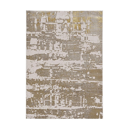 5' X 8' Ivory And Gold Abstract Area Rug