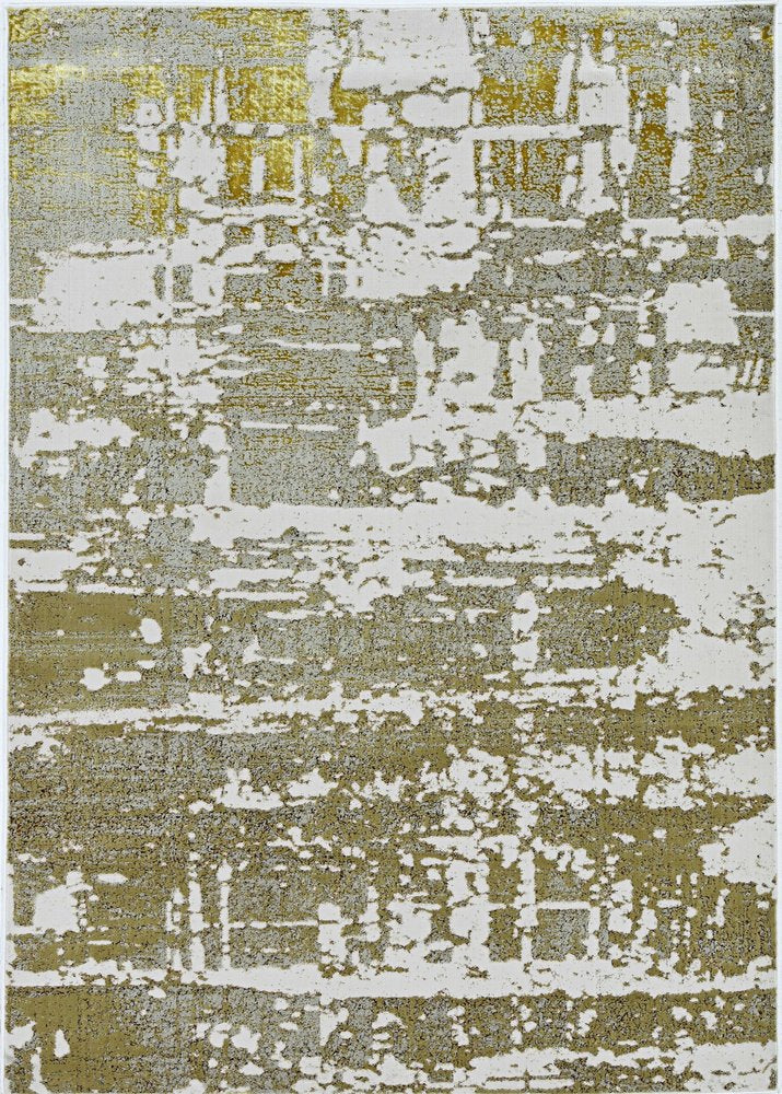 5' X 8' Ivory And Gold Abstract Area Rug