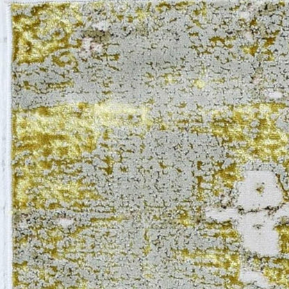 3' X 5' Ivory Taupe And Gold Abstract Area Rug