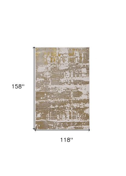 5' X 8' Ivory And Gold Abstract Area Rug