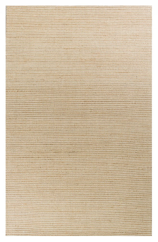 7' X 10' Tan and Ivory Wool Hand Woven Area Rug