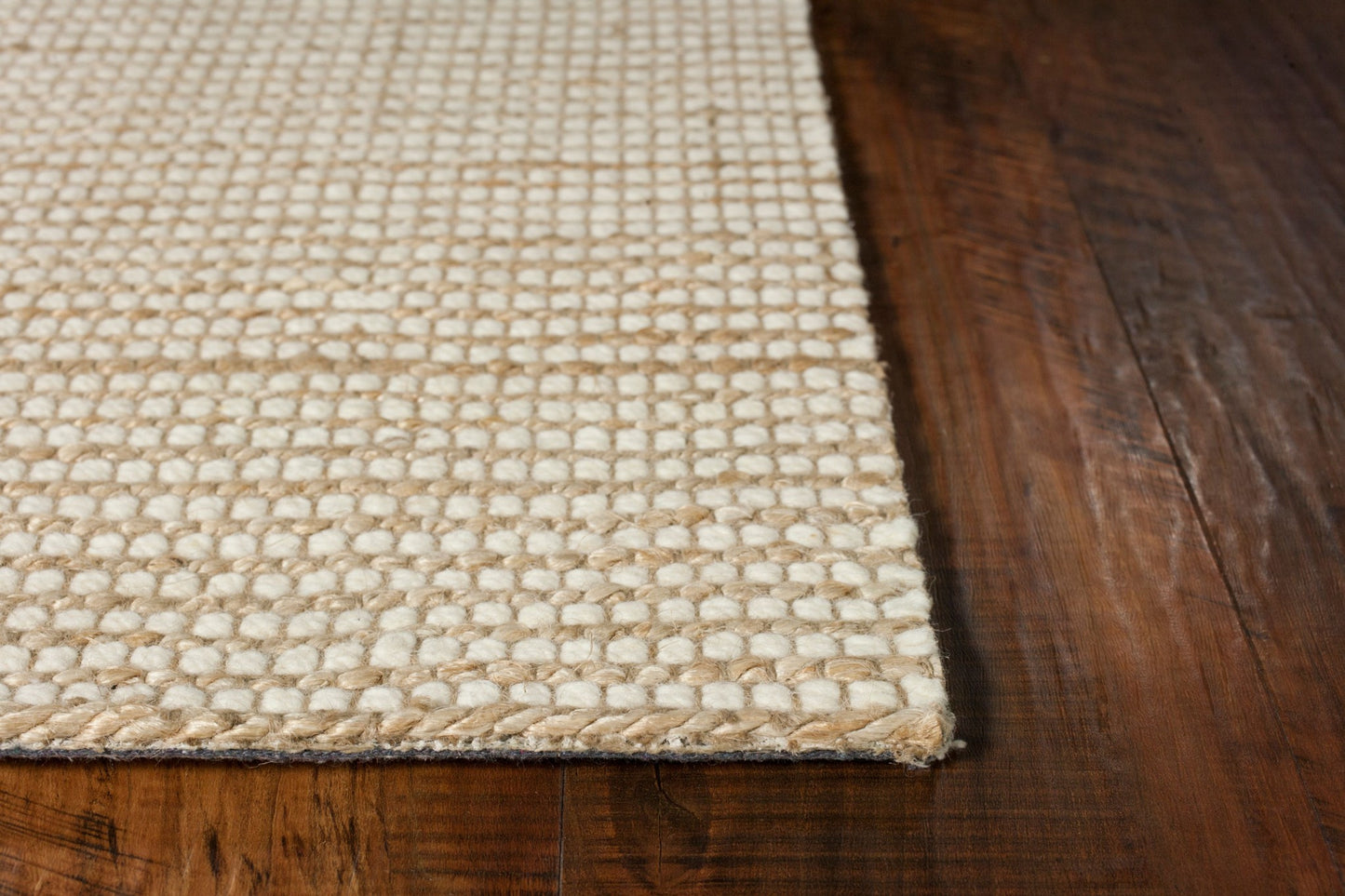 7' X 10' Ivory Hand Woven Wool And Jute Indoor Area Rug