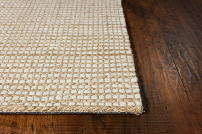 7' X 10' Tan and Ivory Wool Hand Woven Area Rug