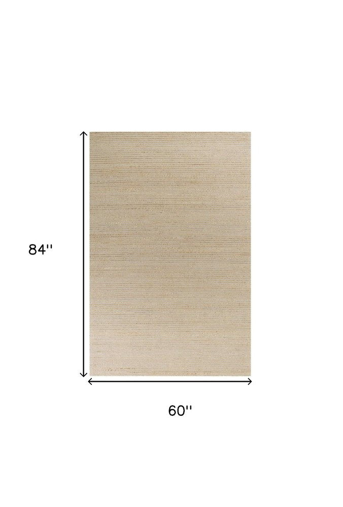 7' X 10' Tan and Ivory Wool Hand Woven Area Rug