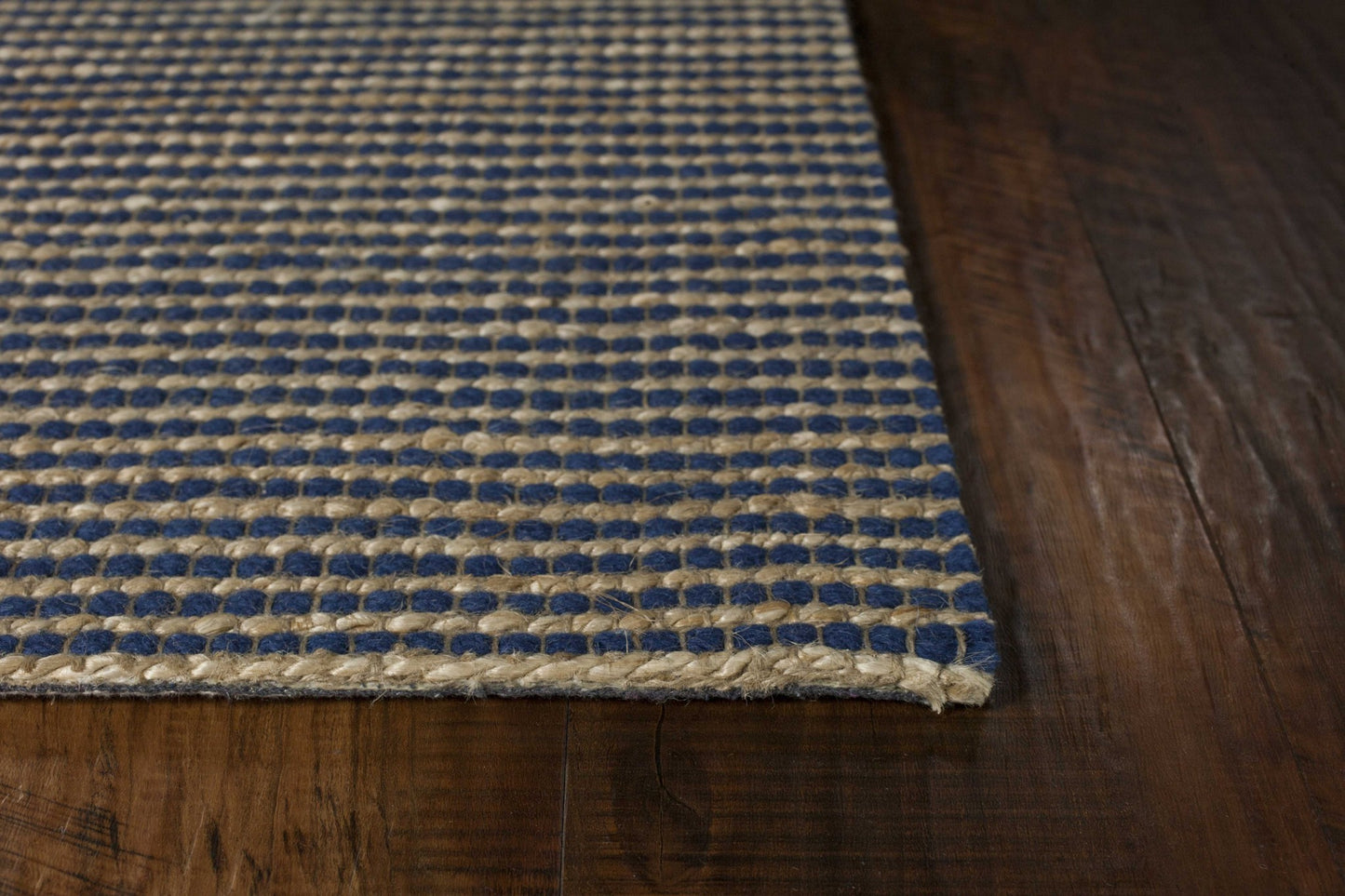 7' X 10' Blue Hand Woven Wool And Jute Indoor Area Rug