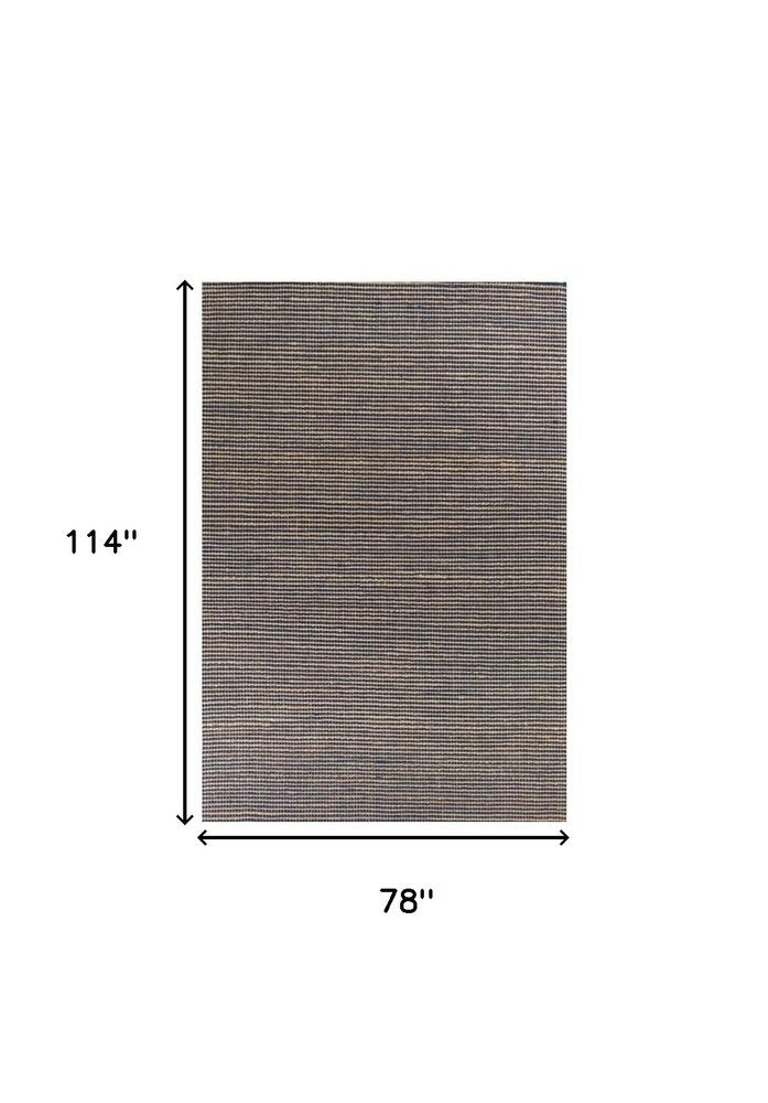 7' X 10' Blue And Beige Abstract Hand Woven Area Rug