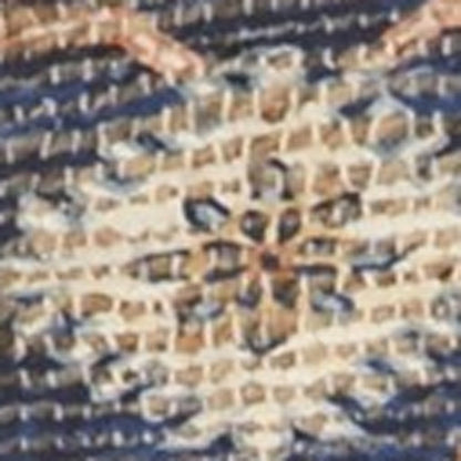 8' X 10' Blue Orange And Black Medallion Hand Woven Distressed Area Rug