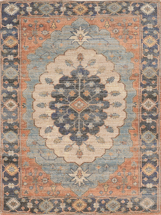 8' X 10' Blue Hand Woven Medallion Indoor Area Rug