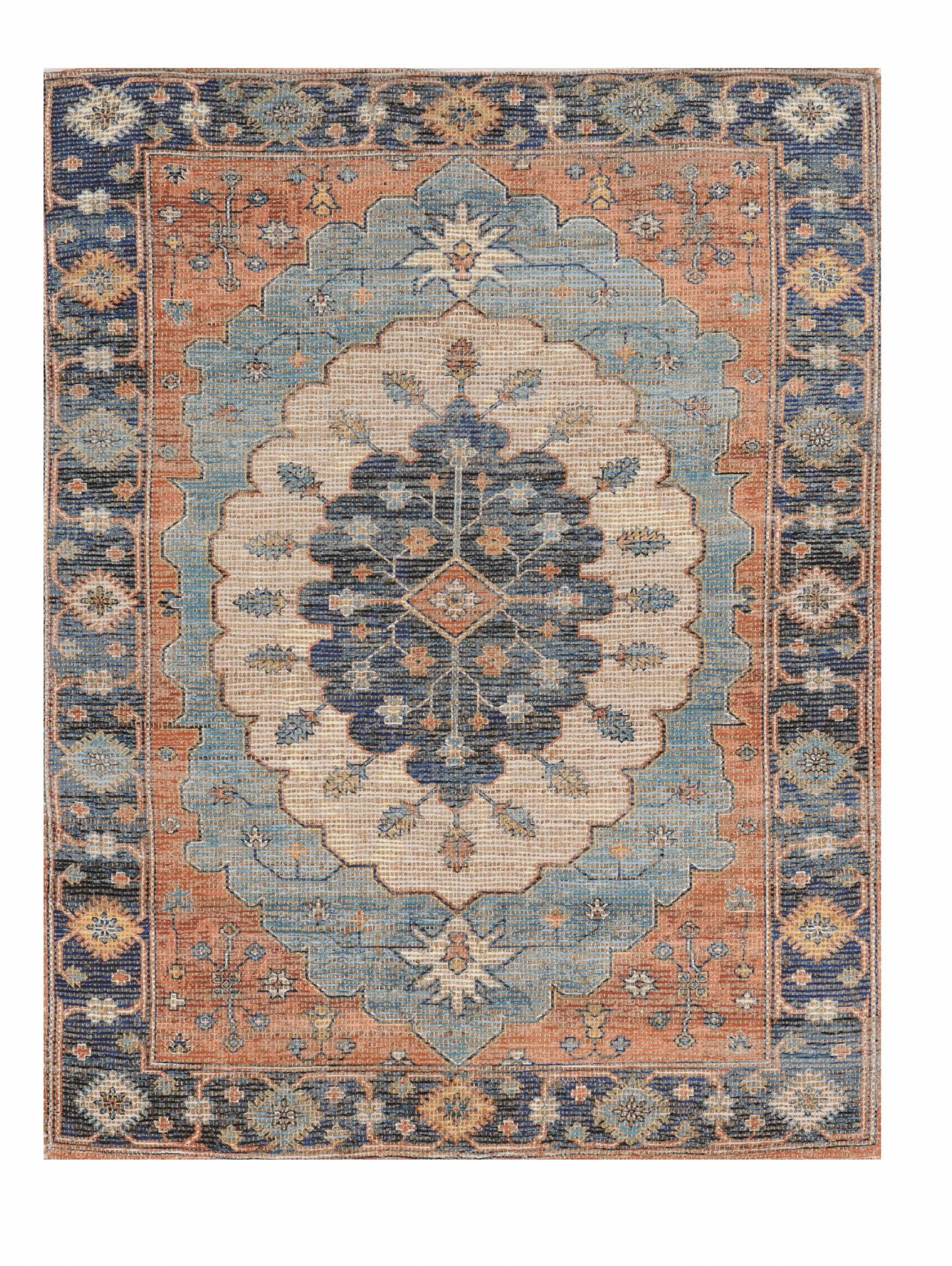 5' X 7' Blue Medallion Hand Woven Area Rug