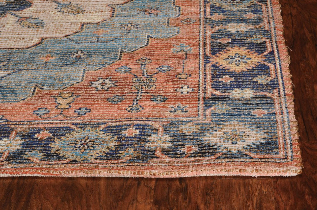 8' X 10' Blue Hand Woven Medallion Indoor Area Rug