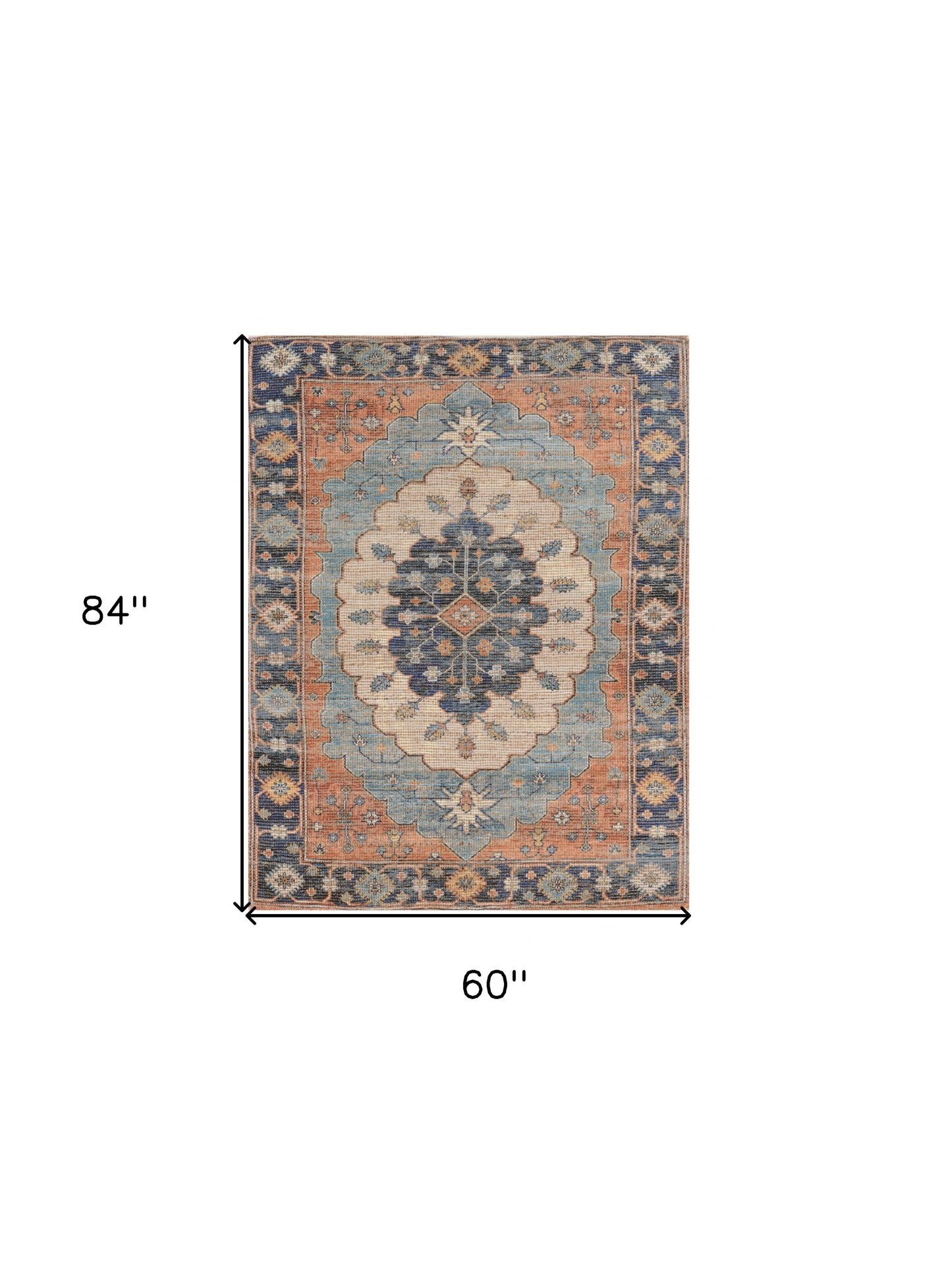 8' X 10' Blue Hand Woven Medallion Indoor Area Rug