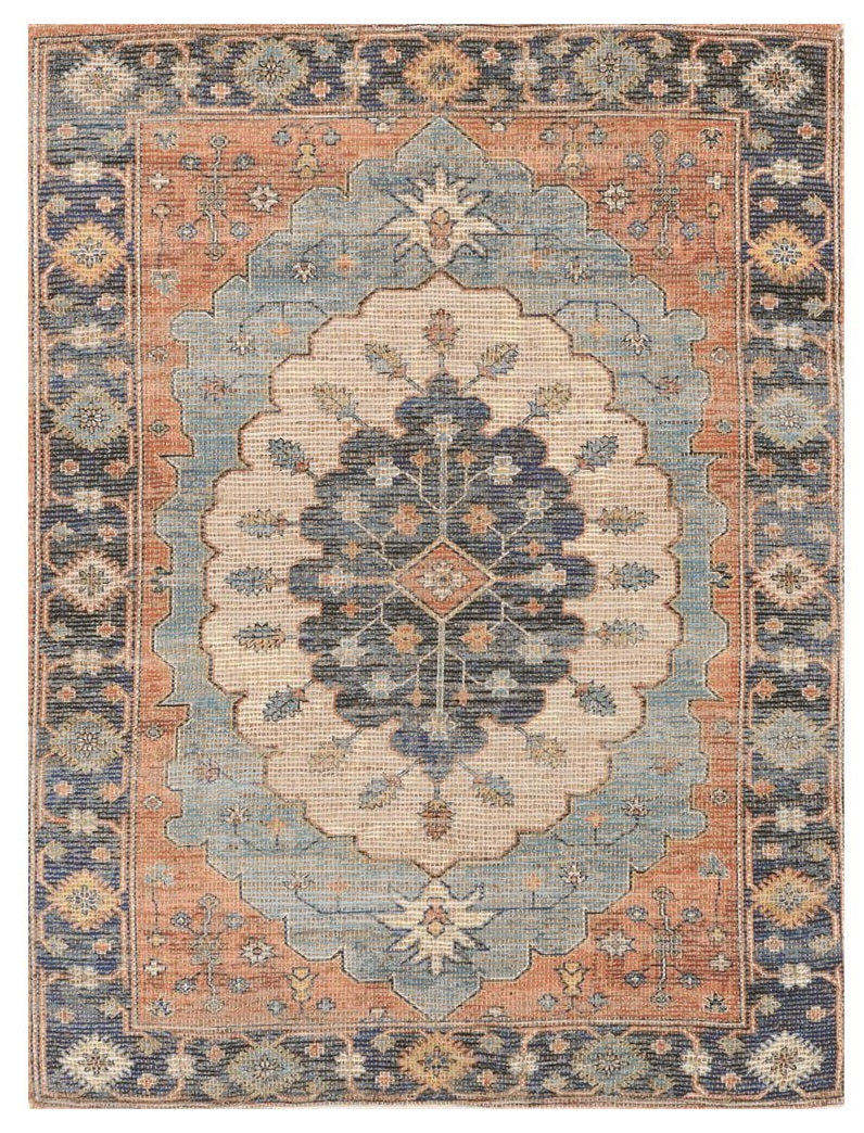 5' X 7' Blue Medallion Hand Woven Area Rug