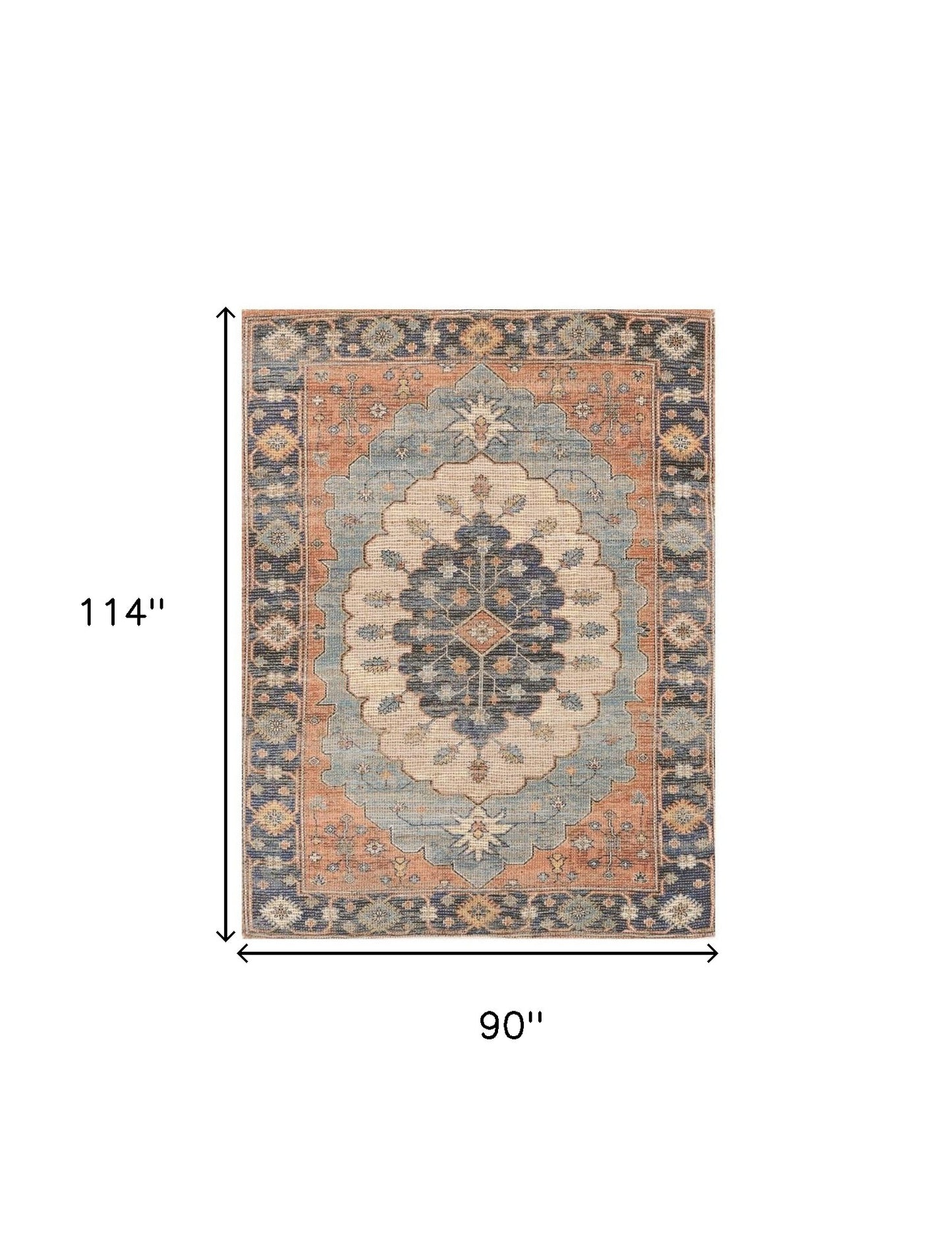 5' X 7' Blue Medallion Hand Woven Area Rug