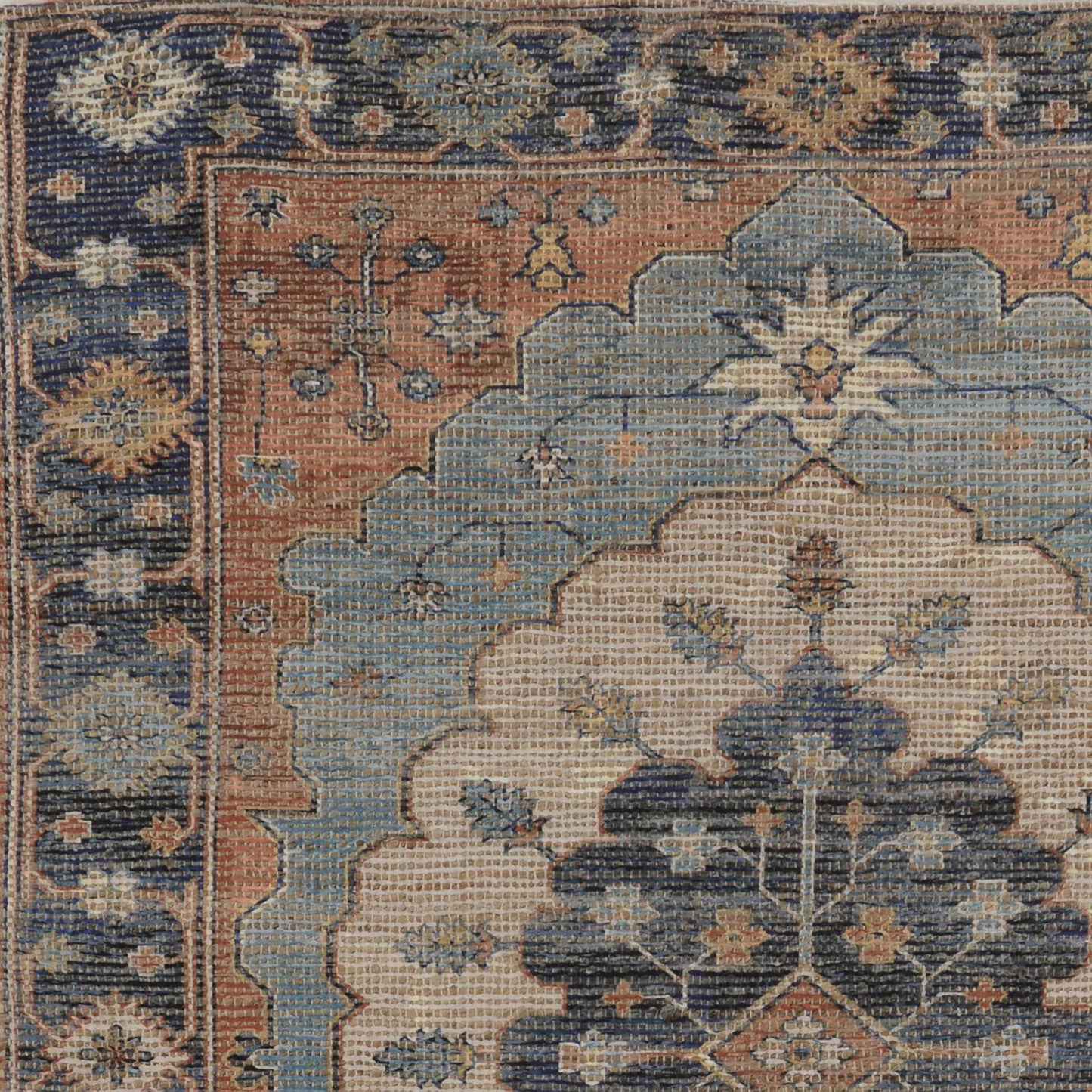 5' X 7' Blue Medallion Hand Woven Area Rug